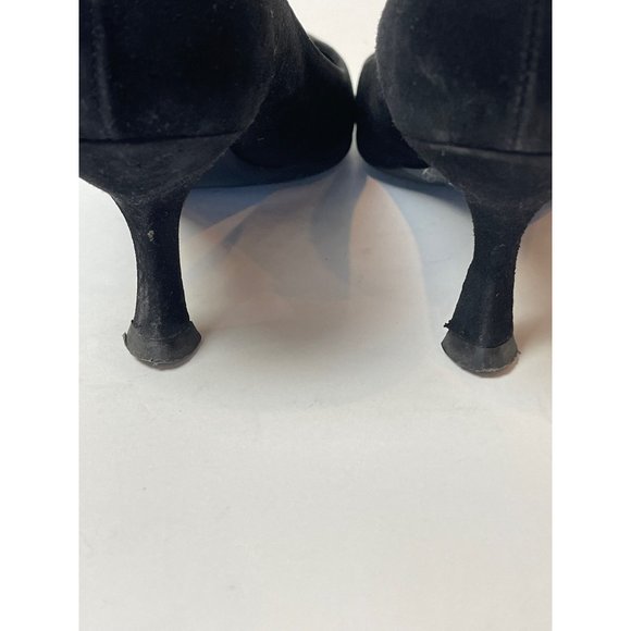 Prada Black Suede Round Toe Kitten Heel Size EU 37.5/US 7 - Picture 5 of 9